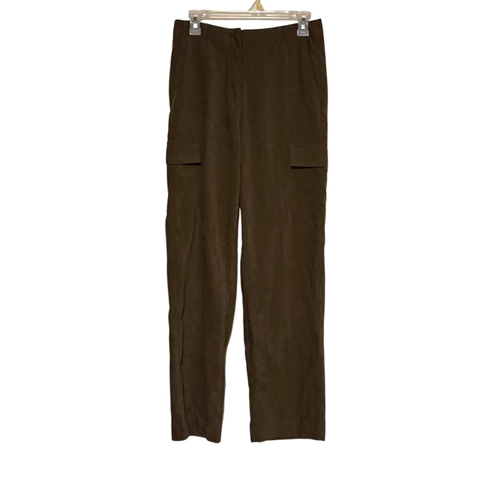 Vintage Carole Little Sport Olive Faux Suede Cargo Pants Size 6 Y2K Utility